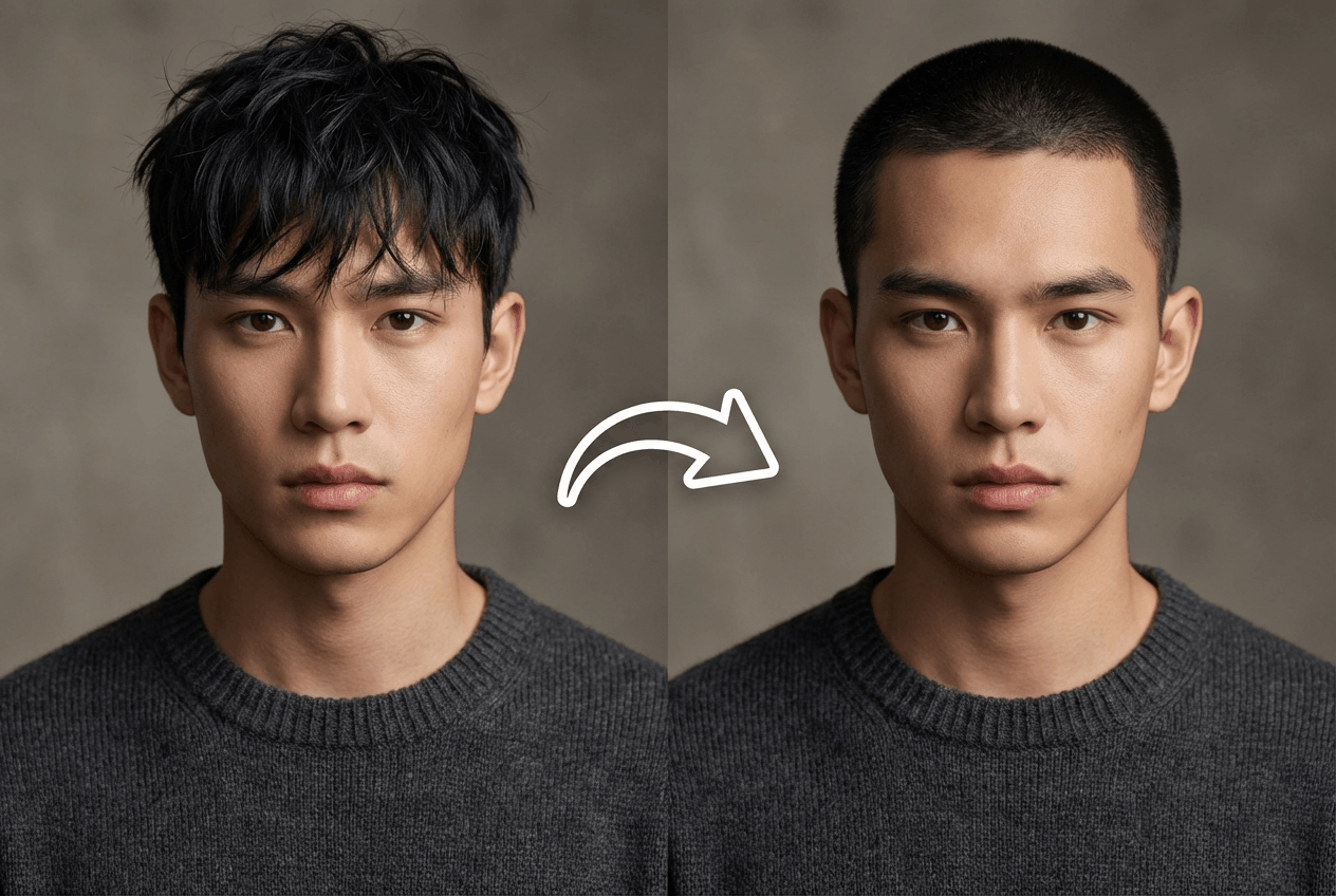 Previewing a hairstyle before a real cut