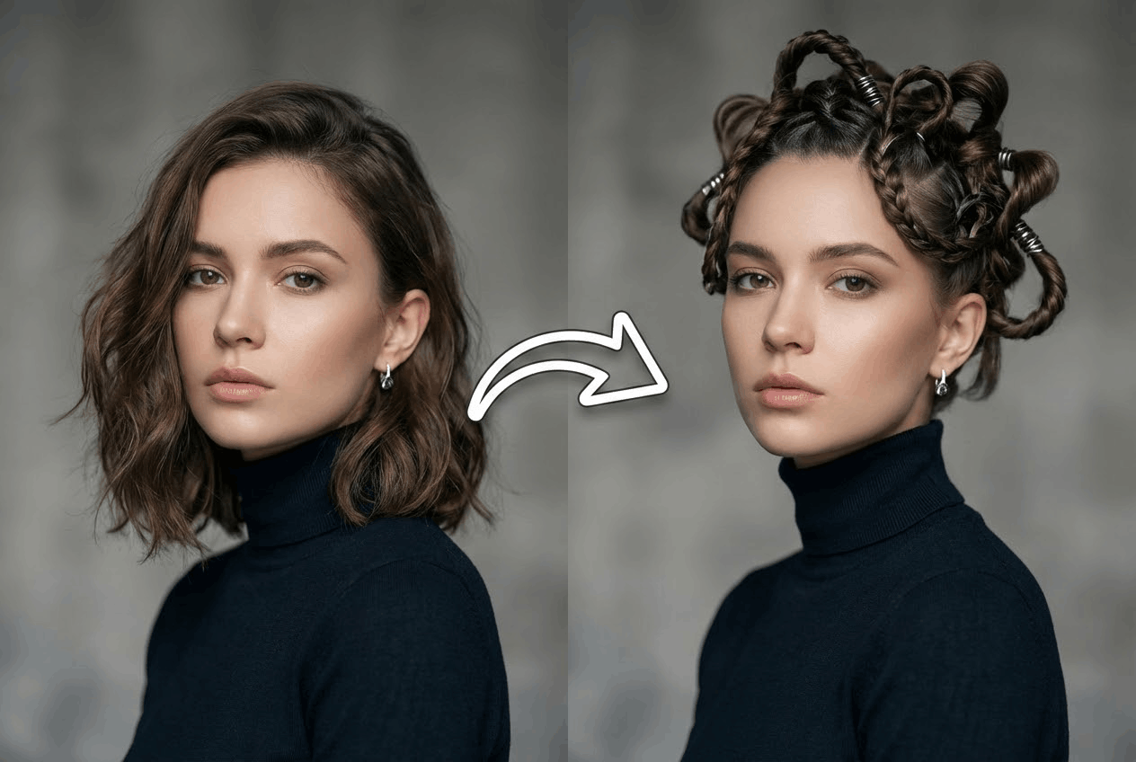Model testing a new hairstyle for a brand shoot