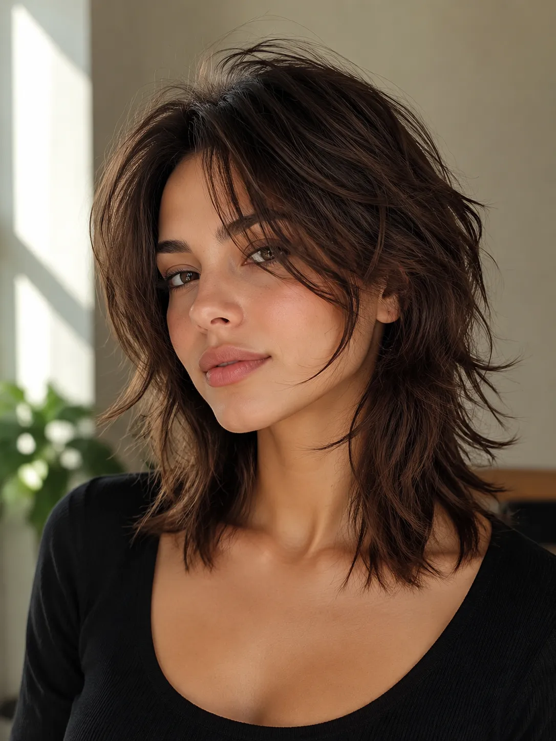 Shaggy or textured wolf cut